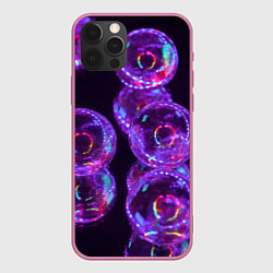 Чехол iPhone 12 Pro Неоновые сюрреалистичные пузыри - Фиолетовый