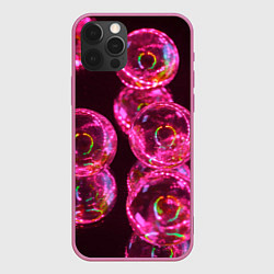 Чехол для iPhone 12 Pro Неоновые сюрреалистичные пузыри - Розовый, цвет: 3D-малиновый