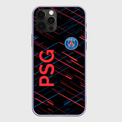 Чехол для iPhone 12 Pro Psg красные синие чёрточки, цвет: 3D-светло-сиреневый