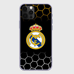 Чехол для iPhone 12 Pro Real madrid соты, цвет: 3D-светло-сиреневый