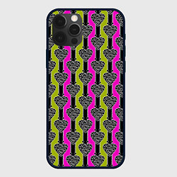 Чехол iPhone 12 Pro Striped multicolored pattern Сердце