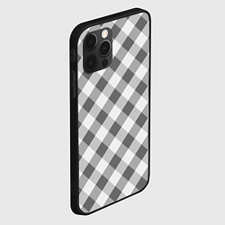 Чехол для iPhone 12 Pro Бело-серый клетчатый узор tartan, цвет: 3D-черный — фото 2