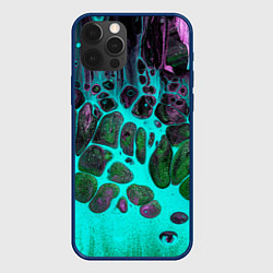 Чехол iPhone 12 Pro Неоновый песок и камни - Голубой