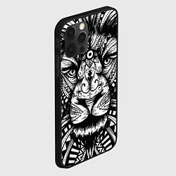 Чехол для iPhone 12 Pro Черно белый Африканский Лев Black and White Lion, цвет: 3D-черный — фото 2