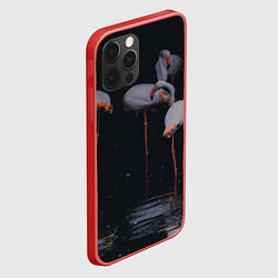 Чехол для iPhone 12 Pro Фламинго - вода, цвет: 3D-красный — фото 2