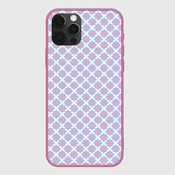 Чехол для iPhone 12 Pro Светлые голубые узоры, цвет: 3D-малиновый