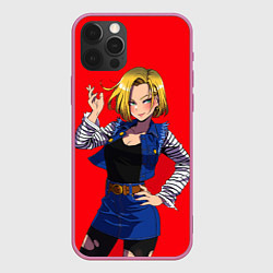 Чехол iPhone 12 Pro Андроид 18 Вайфу Dragon ball