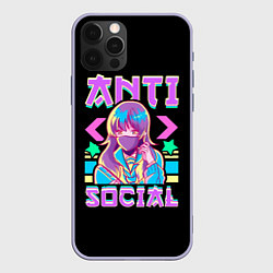 Чехол для iPhone 12 Pro Anti Social Антисоциальный, цвет: 3D-светло-сиреневый
