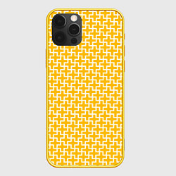 Чехол iPhone 12 Pro Белые крестики на желтом фоне
