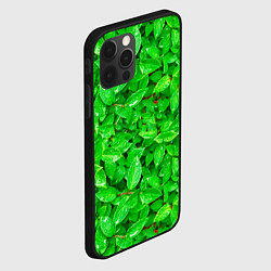 Чехол для iPhone 12 Pro Зелёные листья - текстура, цвет: 3D-черный — фото 2