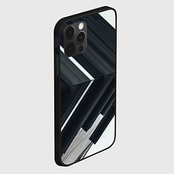 Чехол для iPhone 12 Pro Абстрактные геометрические линии - Белый, цвет: 3D-черный — фото 2