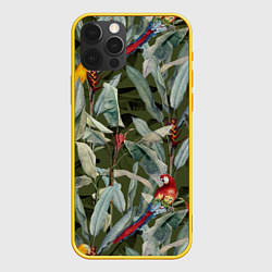 Чехол iPhone 12 Pro Попугаи и Цветы Зелёные Джунгли