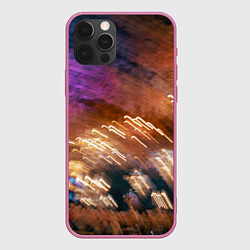 Чехол для iPhone 12 Pro Неоновые огни и краска во тьме - Оранжевый, цвет: 3D-малиновый