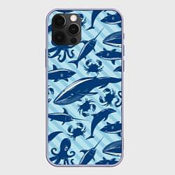 Чехол для iPhone 12 Pro Жители океанских глубин, цвет: 3D-светло-сиреневый