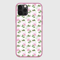 Чехол iPhone 12 Pro Садовые розы, паттерн