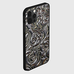 Чехол для iPhone 12 Pro Растительный орнамент - чеканка по серебру, цвет: 3D-черный — фото 2