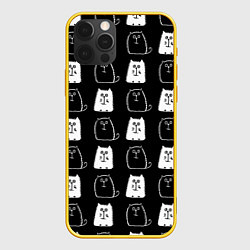 Чехол iPhone 12 Pro Милые Чёрные и Белые Коты