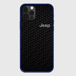 Чехол для iPhone 12 Pro Jeep карбон, цвет: 3D-тёмно-синий