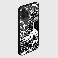 Чехол для iPhone 12 Pro Черно-белые волны, цвет: 3D-черный — фото 2