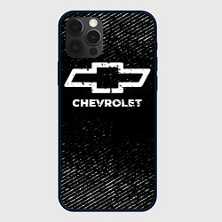 Чехол для iPhone 12 Pro Chevrolet с потертостями на темном фоне, цвет: 3D-черный