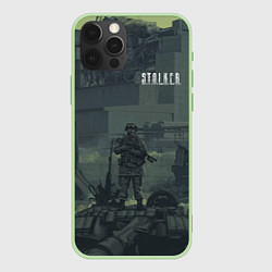 Чехол для iPhone 12 Pro STALKER Военный Возле ЧАЭС, цвет: 3D-салатовый