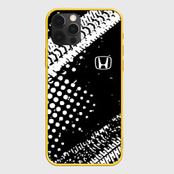 Чехол iPhone 12 Pro Honda - белые следы шин