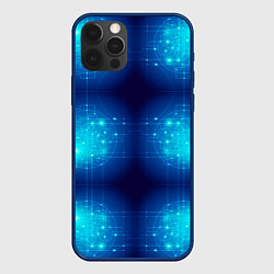 Чехол для iPhone 12 Pro Неоновые проводники - схемы, цвет: 3D-тёмно-синий