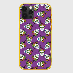 Чехол iPhone 12 Pro Сахарные черепа на фиолетовом паттерн