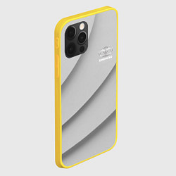 Чехол для iPhone 12 Pro Daewoo - серая абстракция, цвет: 3D-желтый — фото 2