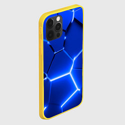Чехол для iPhone 12 Pro Синие неоновые геометрические плиты, цвет: 3D-желтый — фото 2