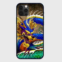 Чехол для iPhone 12 Pro Разноцветный Японский Дракон, цвет: 3D-черный