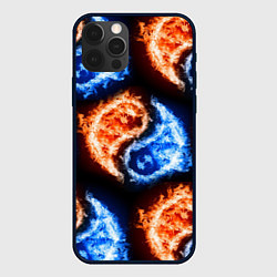 Чехол iPhone 12 Pro Инь - янь, огонь - вода, паттерн