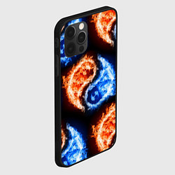 Чехол для iPhone 12 Pro Инь - янь, огонь - вода, паттерн, цвет: 3D-черный — фото 2