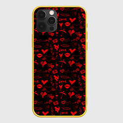 Чехол для iPhone 12 Pro Знаки нашей любви, цвет: 3D-желтый