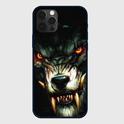 Чехол для iPhone 12 Pro Злой волк с длинными клыками, цвет: 3D-черный
