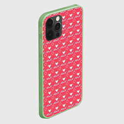 Чехол для iPhone 12 Pro Сердечки и линии - абстракция, цвет: 3D-салатовый — фото 2