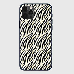 Чехол для iPhone 12 Pro Тигровый полосатый узор-черные, бежевые полосы на, цвет: 3D-черный