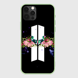 Чехол для iPhone 12 Pro BTS Flowers In Space, цвет: 3D-салатовый