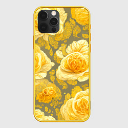 Чехол для iPhone 12 Pro Яркие желтые бутоны, цвет: 3D-желтый