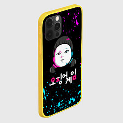 Чехол для iPhone 12 Pro Squid game - кукла neon, цвет: 3D-желтый — фото 2