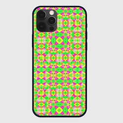 Чехол iPhone 12 Pro Желтый, зеленый, малиновый калейдоскопический неон