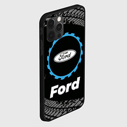 Чехол для iPhone 12 Pro Ford в стиле Top Gear со следами шин на фоне, цвет: 3D-черный — фото 2