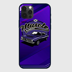 Чехол iPhone 12 Pro Muscle garage - фиолетовый ретро-автомобиль