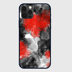 Чехол iPhone 12 Pro Черно-красная абстрактная текстура акварели