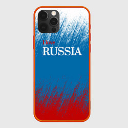 Чехол iPhone 12 Pro Российский триколор - Я люблю Россию