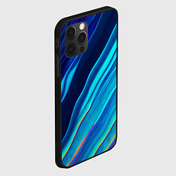 Чехол для iPhone 12 Pro Голографические волны, тёмная абстракция, цвет: 3D-черный — фото 2