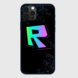 Чехол для iPhone 12 Pro Roblox logo neon, цвет: 3D-черный