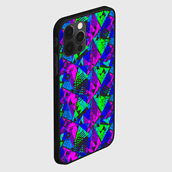 Чехол для iPhone 12 Pro Неоновый абстрактный геометрический узор, цвет: 3D-черный — фото 2