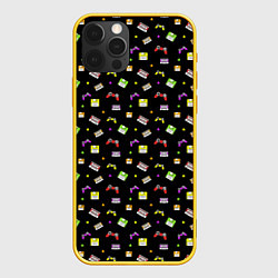 Чехол iPhone 12 Pro 90s pattern on black