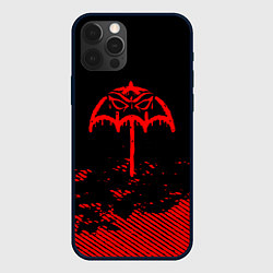 Чехол для iPhone 12 Pro Bring Me the Horizon красный фонтик, цвет: 3D-черный